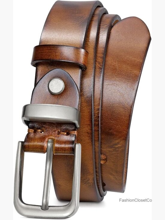 Genuine Leather Belt with Vintage Metal Buckle for Jeans Pants main image 7